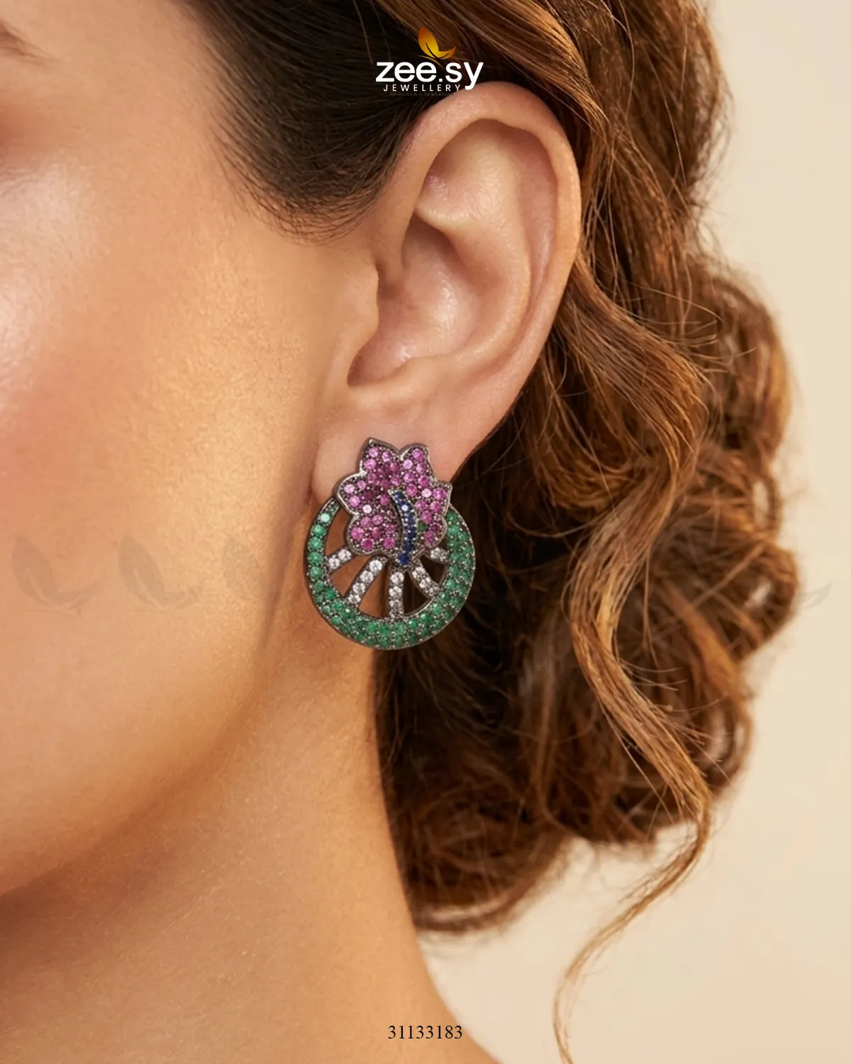 Dainty Floral Gemstone Earrings - Antique
