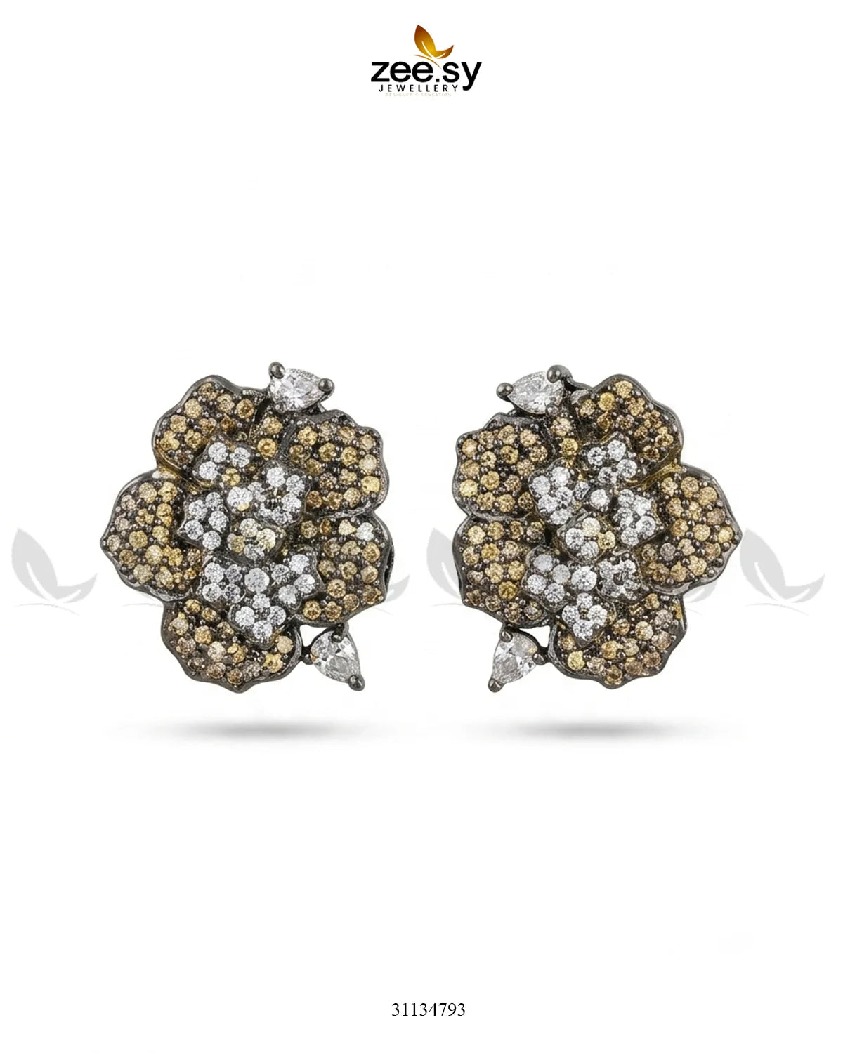 Antique Flower Gemstone Earrings Earrings - Zeesy Jewellery Pakistan | Premium Artificial & Imitation Jewellery