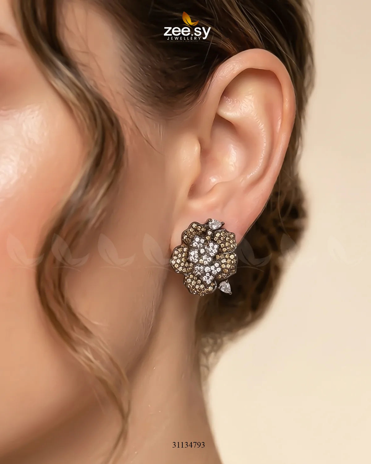 Antique Flower Gemstone Earrings Earrings - Zeesy Jewellery Pakistan | Premium Artificial & Imitation Jewellery