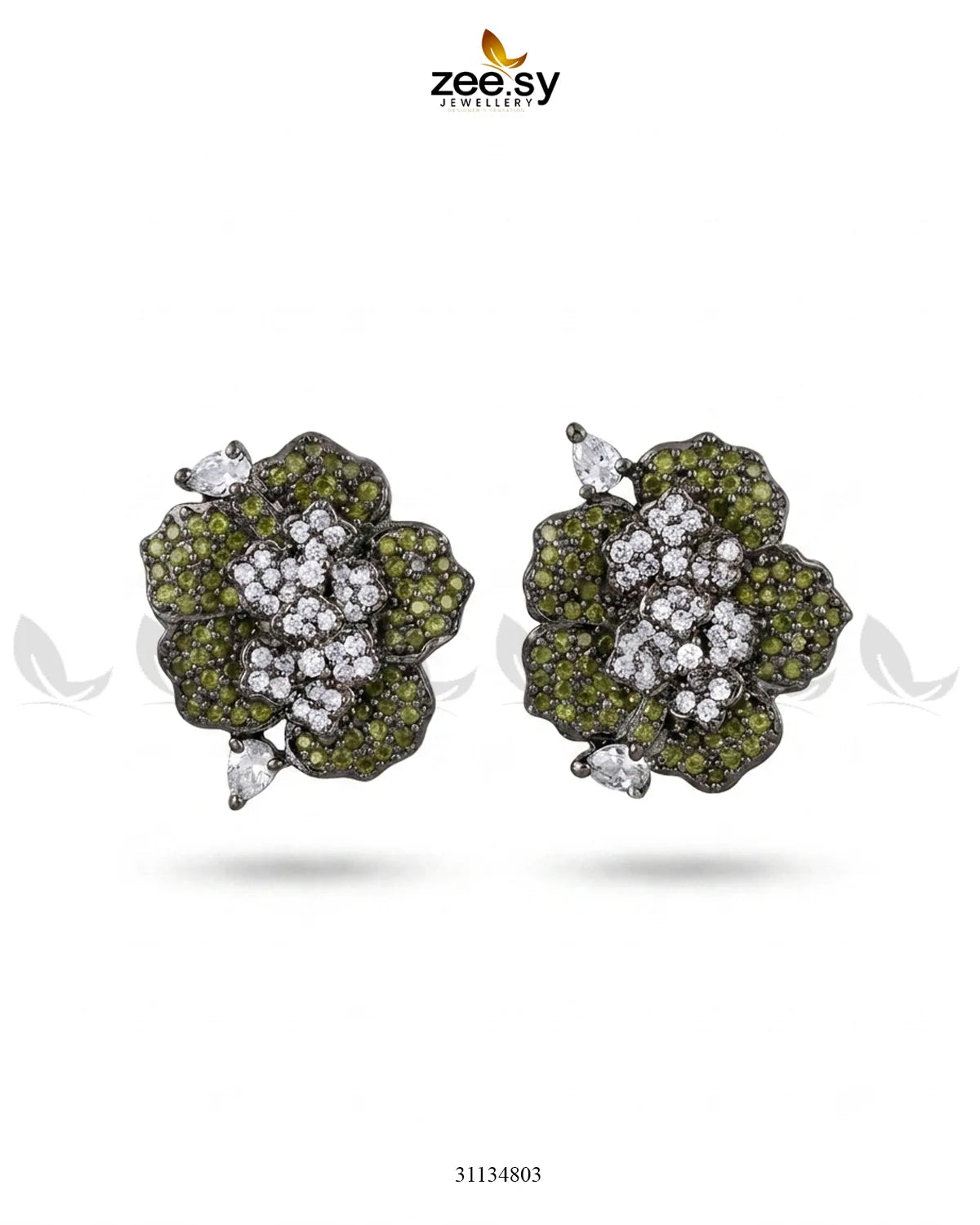 Antique Flower Gemstone Earrings Earrings - Zeesy Jewellery Pakistan | Premium Artificial & Imitation Jewellery