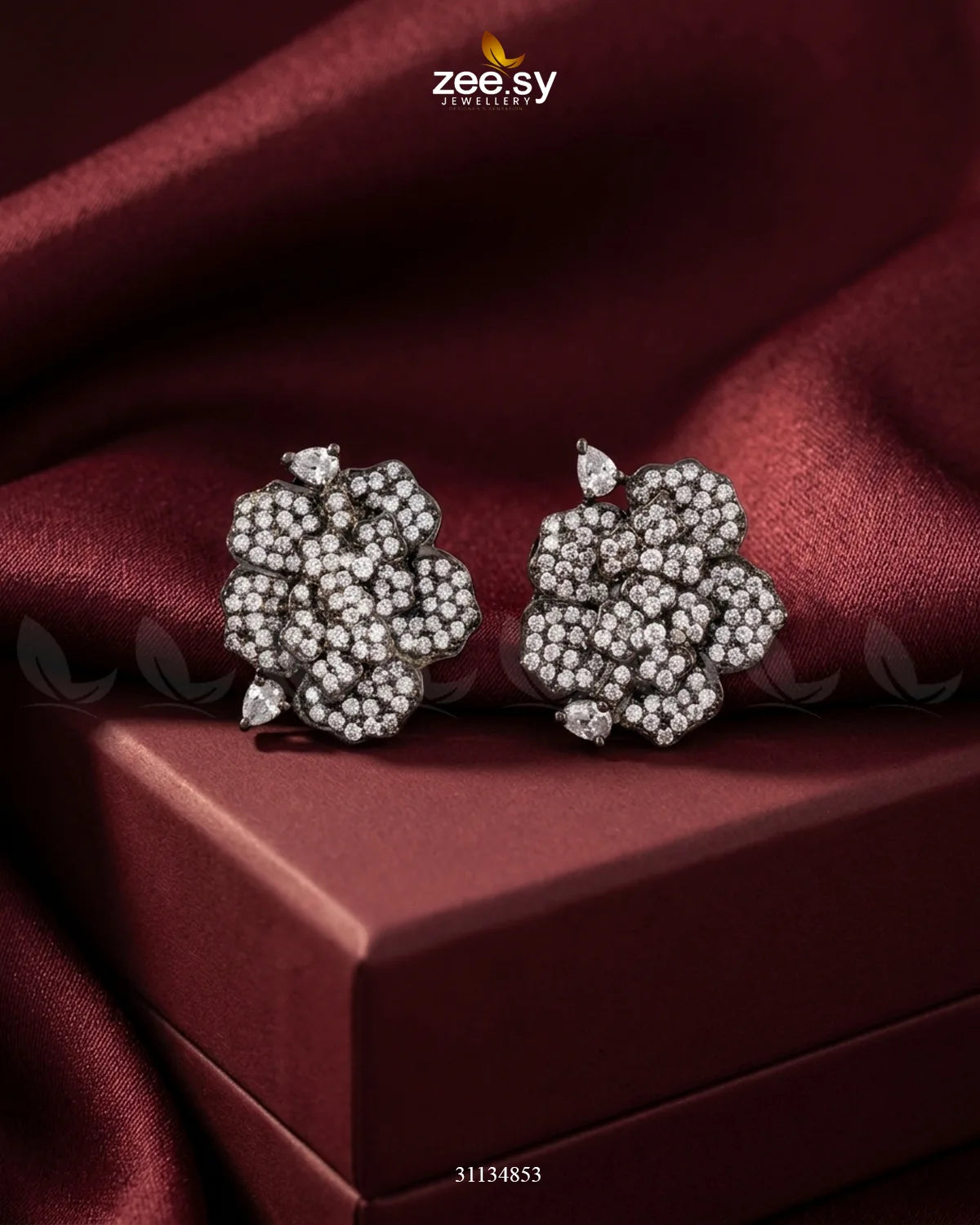 Antique Flower Gemstone Earrings Antique White Earrings - Zeesy Jewellery Pakistan | Premium Artificial & Imitation Jewellery
