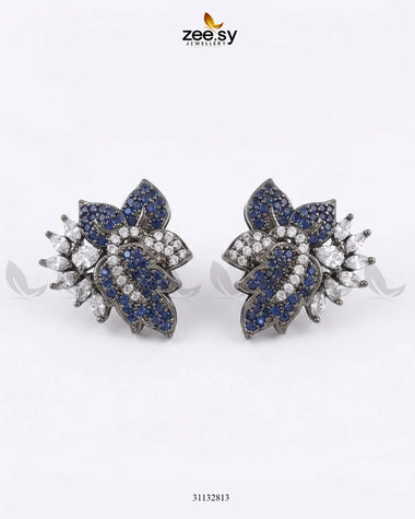 Antique Lotus Floral Cluster Earrings Antique Blue Necklace Sets - Zeesy Jewellery Pakistan | Premium Artificial & Imitation Jewellery