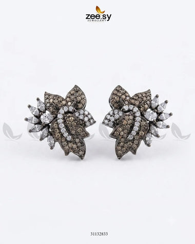 Antique Lotus Floral Cluster Earrings Antique Champagne Necklace Sets - Zeesy Jewellery Pakistan | Premium Artificial & Imitation Jewellery