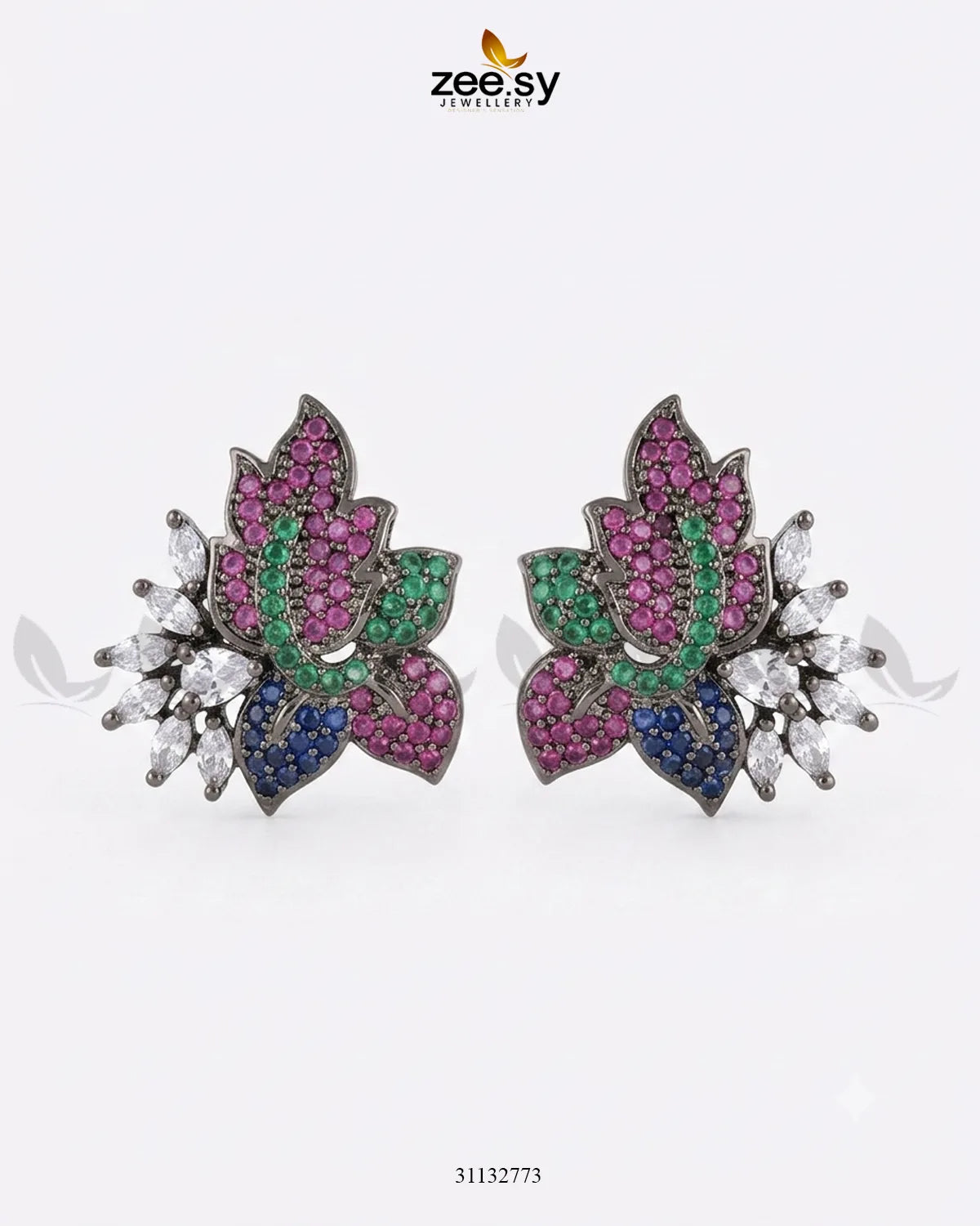 Antique Lotus Floral Cluster Earrings Necklace Sets - Zeesy Jewellery Pakistan | Premium Artificial & Imitation Jewellery