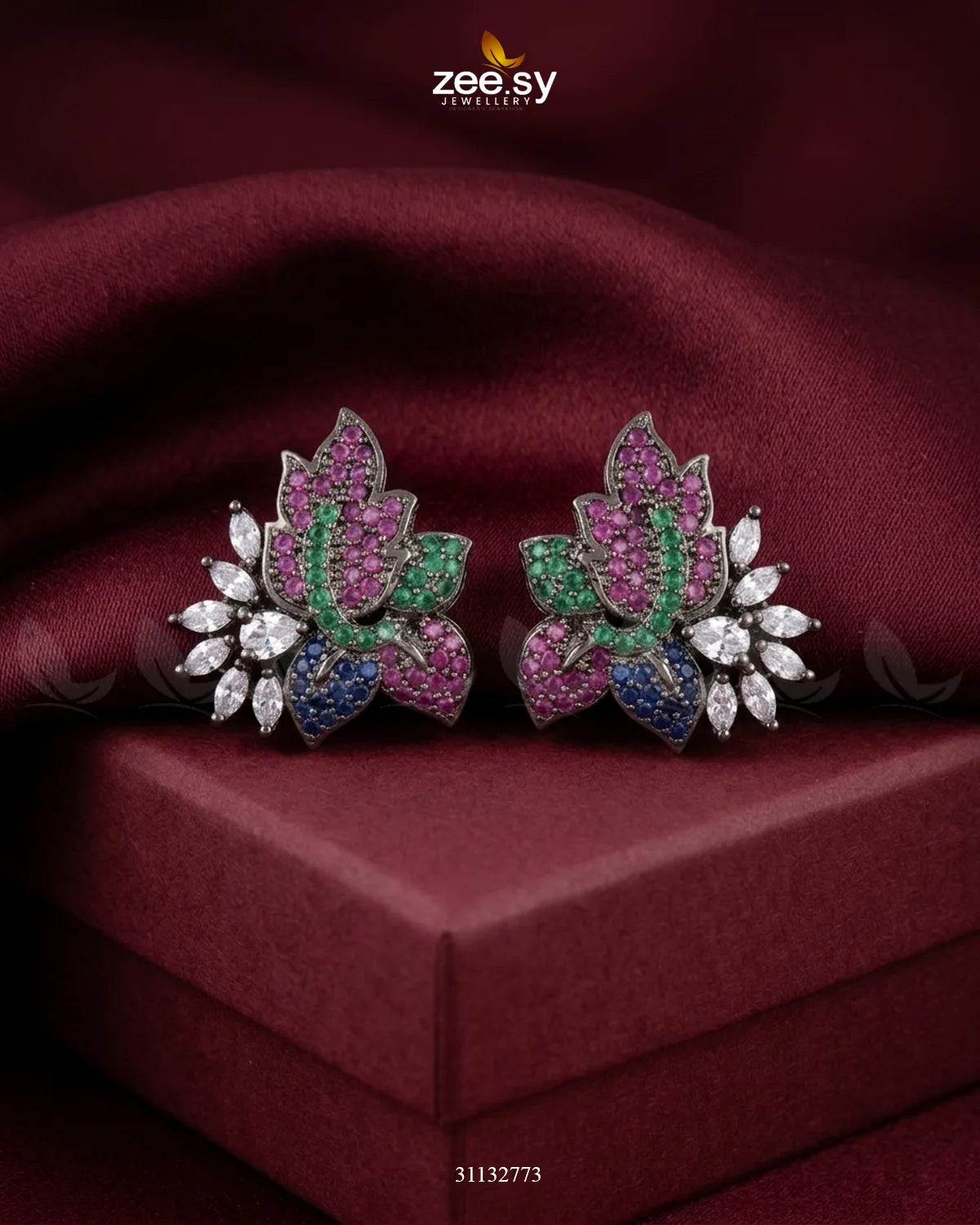 Antique Lotus Floral Cluster Earrings Antique Multi Necklace Sets - Zeesy Jewellery Pakistan | Premium Artificial & Imitation Jewellery