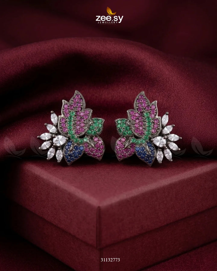 Antique Lotus Floral Cluster Earrings Antique Multi Necklace Sets - Zeesy Jewellery Pakistan | Premium Artificial & Imitation Jewellery