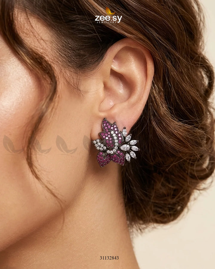 Antique Lotus Floral Cluster Earrings Necklace Sets - Zeesy Jewellery Pakistan | Premium Artificial & Imitation Jewellery