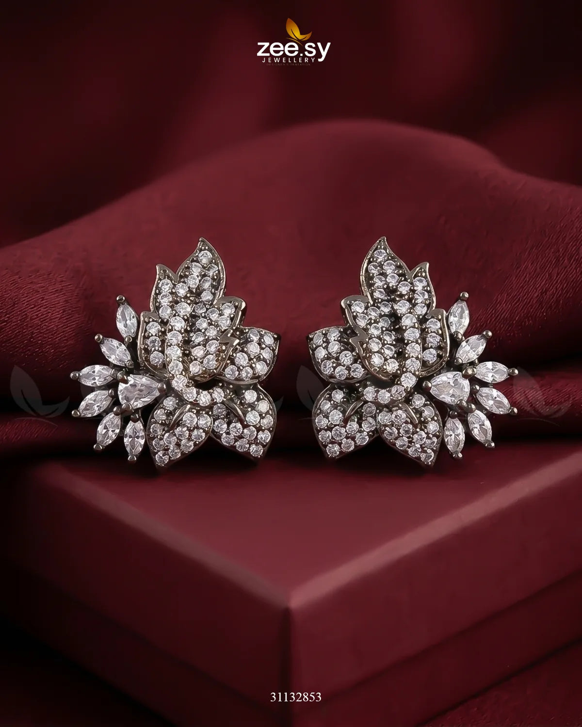 Antique Lotus Floral Cluster Earrings Necklace Sets - Zeesy Jewellery Pakistan | Premium Artificial & Imitation Jewellery