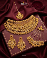 Antique Ruby Core Bridal Set Bridal Set - Zeesy Jewellery Pakistan | Premium Artificial & Imitation Jewellery