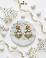 Antique Turkish Baroque Pearl Earrings Champagne - Zeesy Jewellery