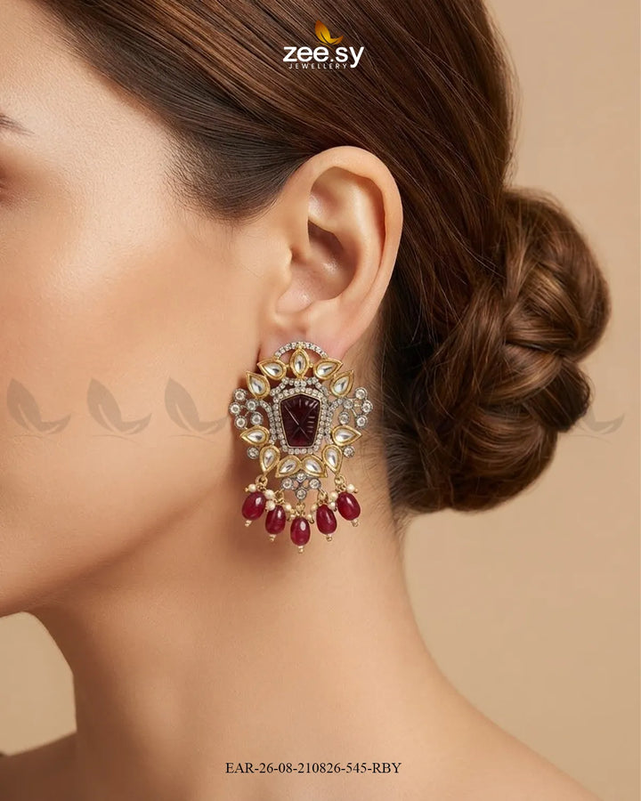 Aria Carved Beads Earrings Earrings - Zeesy Jewellery Pakistan | Premium Artificial & Imitation Jewellery