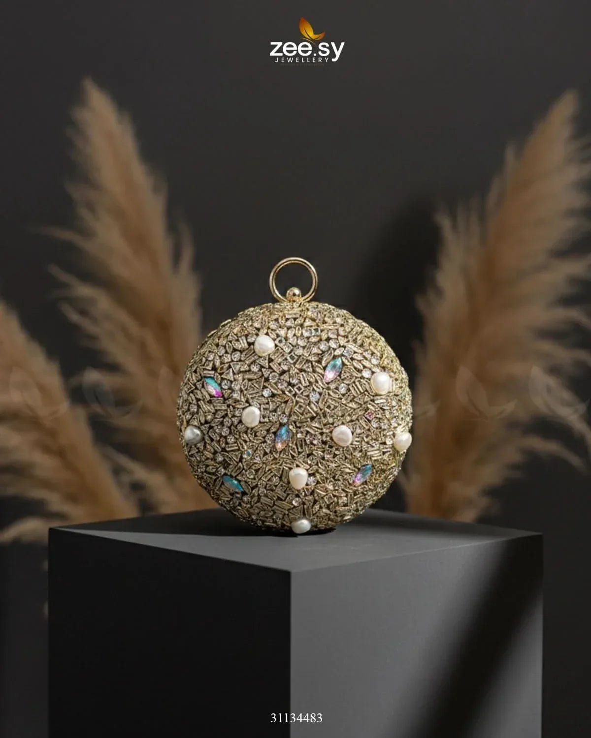 Artisan Crystal Pearl Clutch Bag - Zeesy.pk