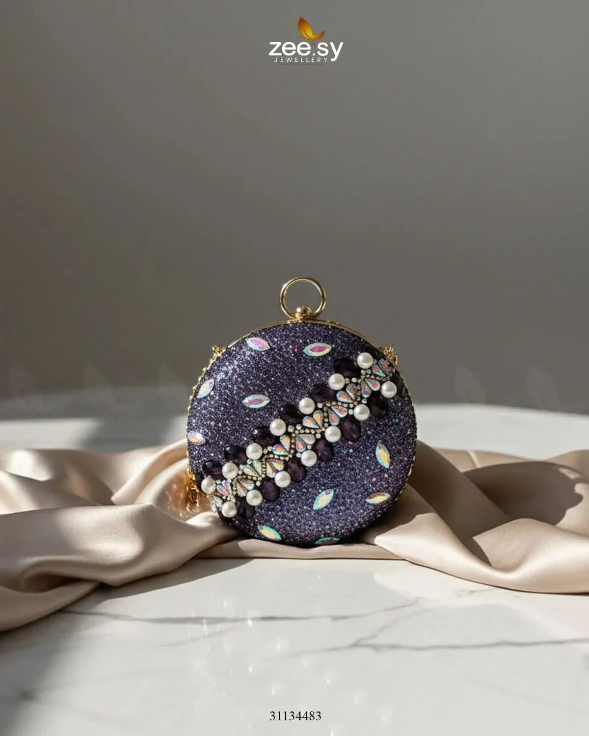 Artisan Crystal Pearl Clutch Bag - Zeesy.pk