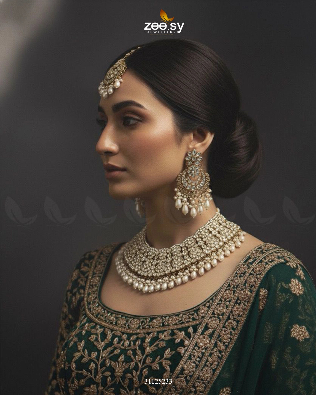 Artisan Elaborate Bridal Set Golden Pearl - Zeesy Jewellery