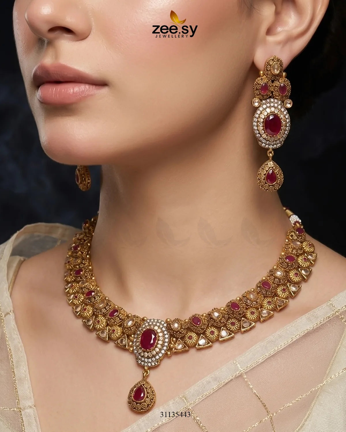 Artisan Oval Stone Bridal Set Bridal Set - Zeesy Jewellery Pakistan | Premium Artificial & Imitation Jewellery