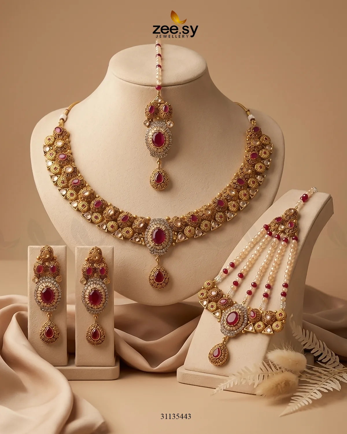 Artisan Oval Stone Bridal Set Bridal Set - Zeesy Jewellery Pakistan | Premium Artificial & Imitation Jewellery