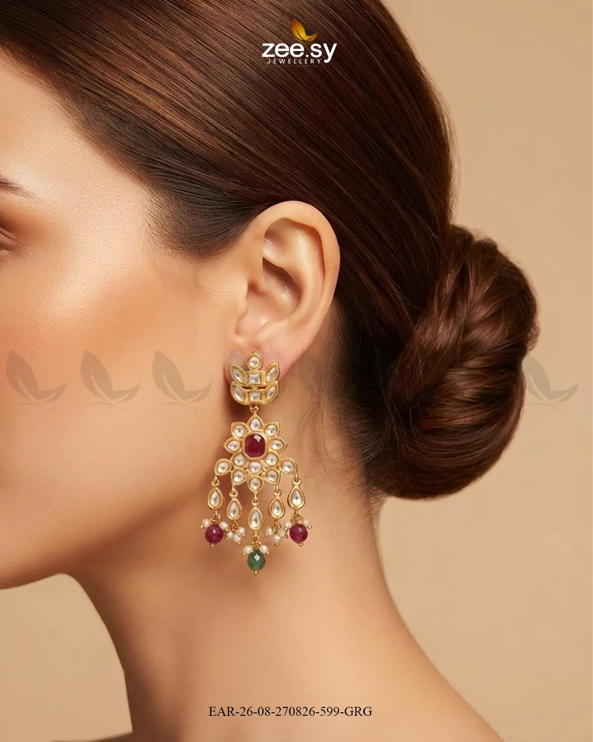 Aster Cascading Kundan Earrings Earrings - Zeesy Jewellery Pakistan | Premium Artificial & Imitation Jewellery