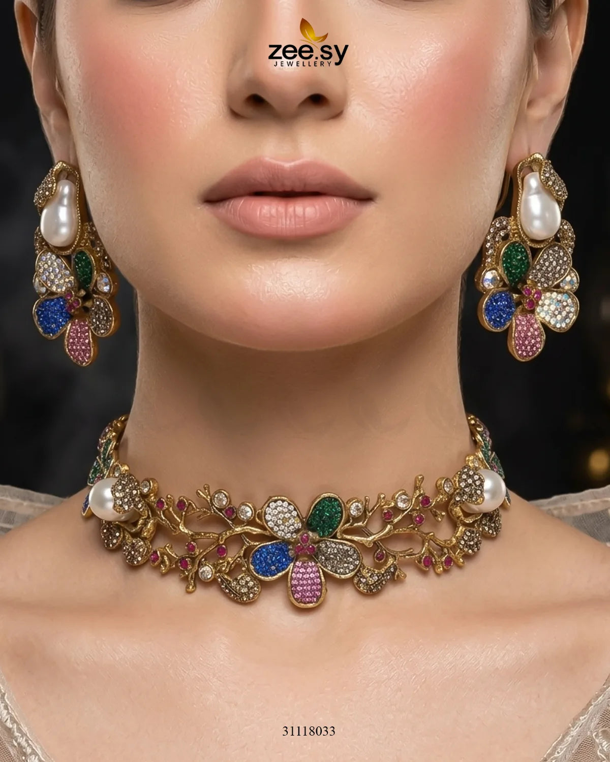 Asteria Choker Set Necklace Sets - Zeesy Jewellery Pakistan | Premium Artificial & Imitation Jewellery