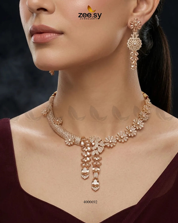 Aurelia Floral Necklace Set - Antique