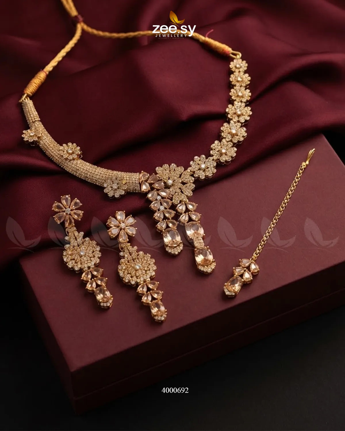 Aurelia Floral Necklace Set - Antique – Necklace Sets by Zee.Sy Jewellery (view 3)