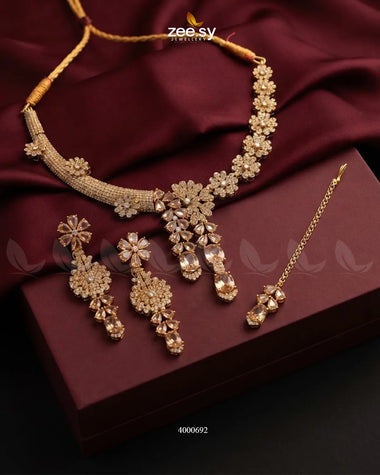 Aurelia Floral Necklace Set - Antique – Necklace Sets by Zee.Sy Jewellery (view 3)