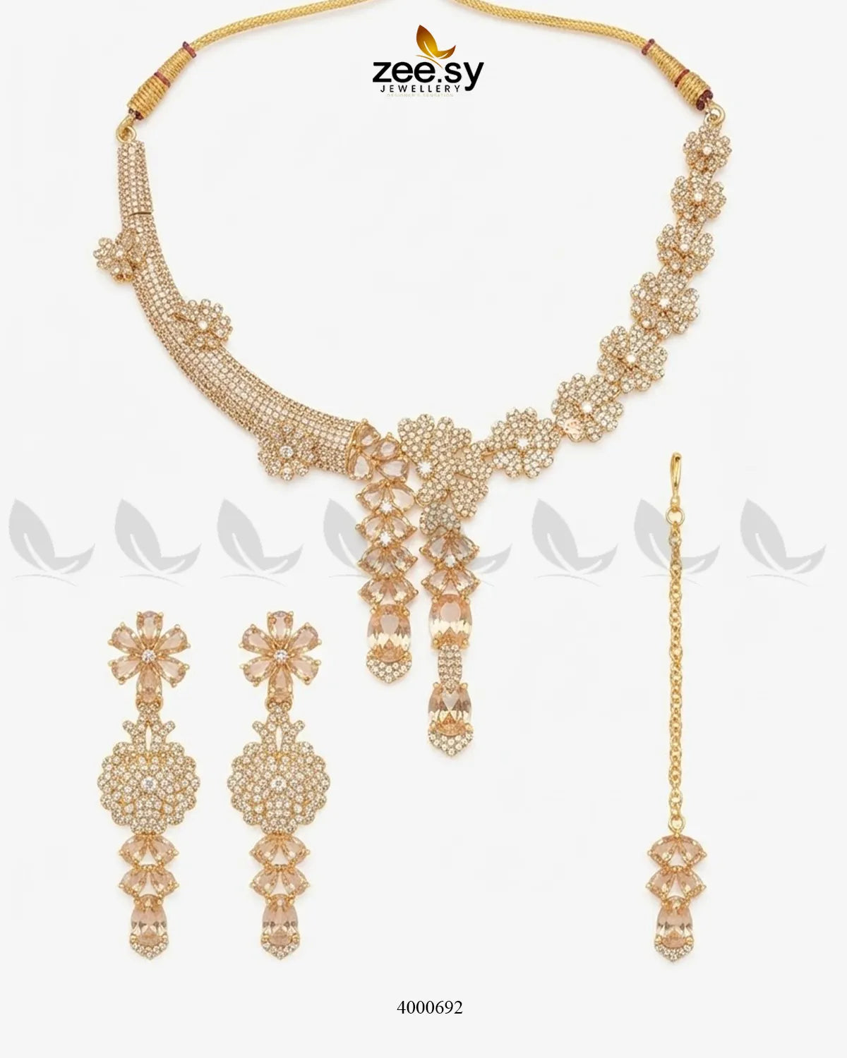 Aurelia Floral Necklace Set - Antique – Necklace Sets by Zee.Sy Jewellery (view 2)