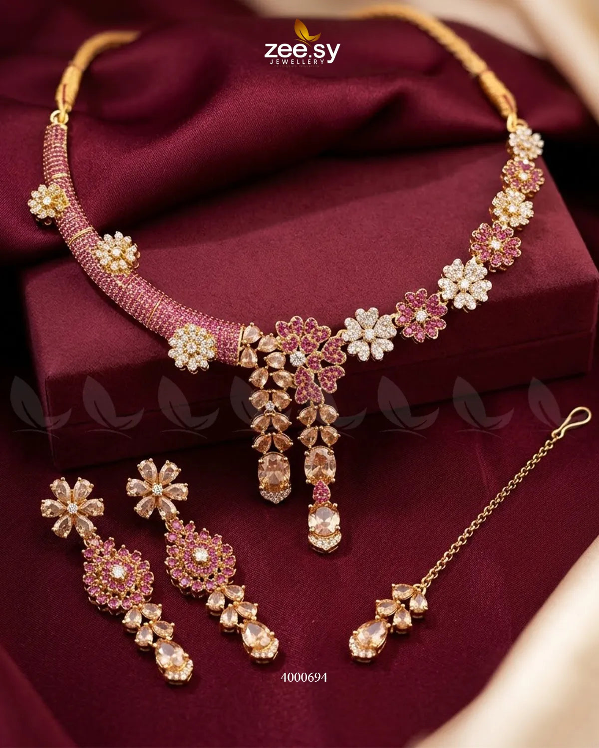 Aurelia Floral Necklace Set - Antique