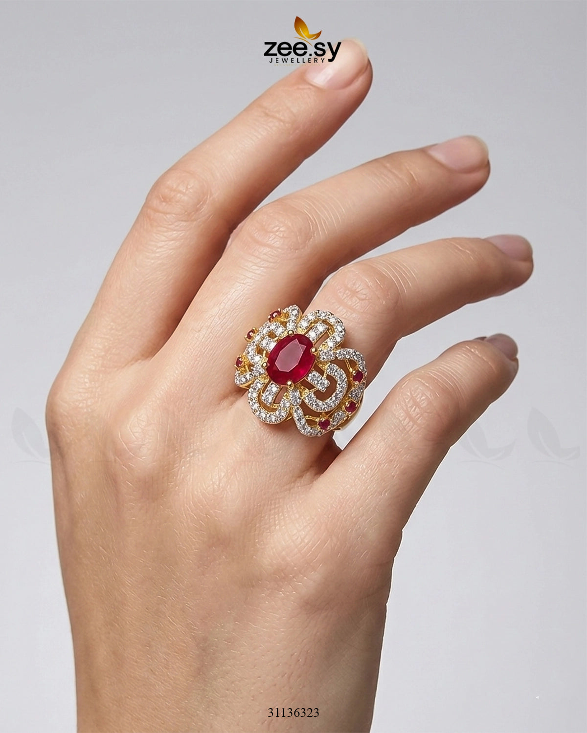Aurelia Cluster Bold Gems Ring Finger Ring - Zeesy Jewellery Pakistan | Premium Artificial & Imitation Jewellery