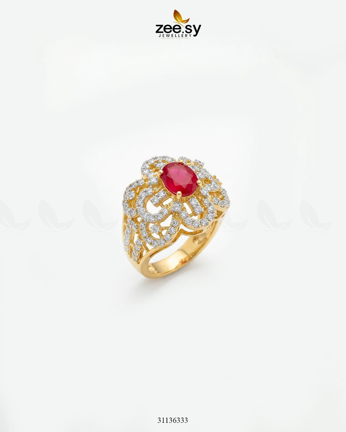Aurelia Cluster Bold Gems Ring Golden Red Finger Ring - Zeesy Jewellery Pakistan | Premium Artificial & Imitation Jewellery
