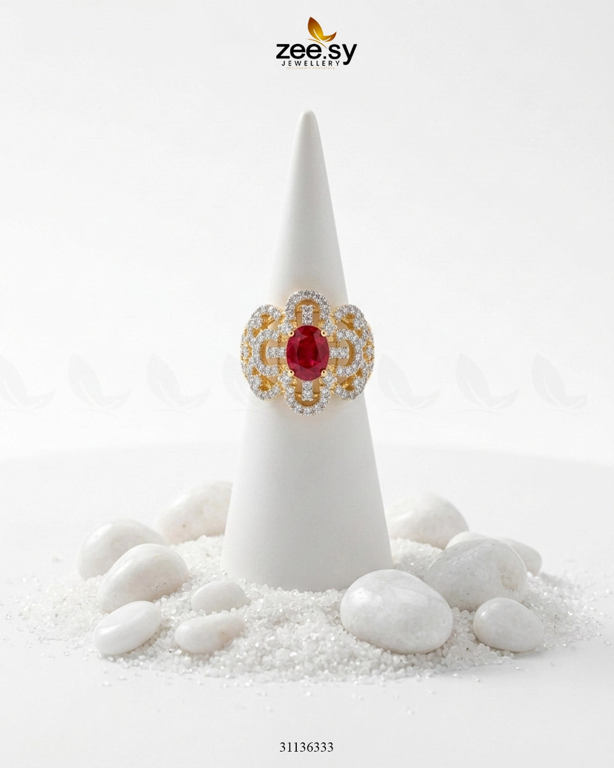 Aurelia Cluster Bold Gems Ring Finger Ring - Zeesy Jewellery Pakistan | Premium Artificial & Imitation Jewellery