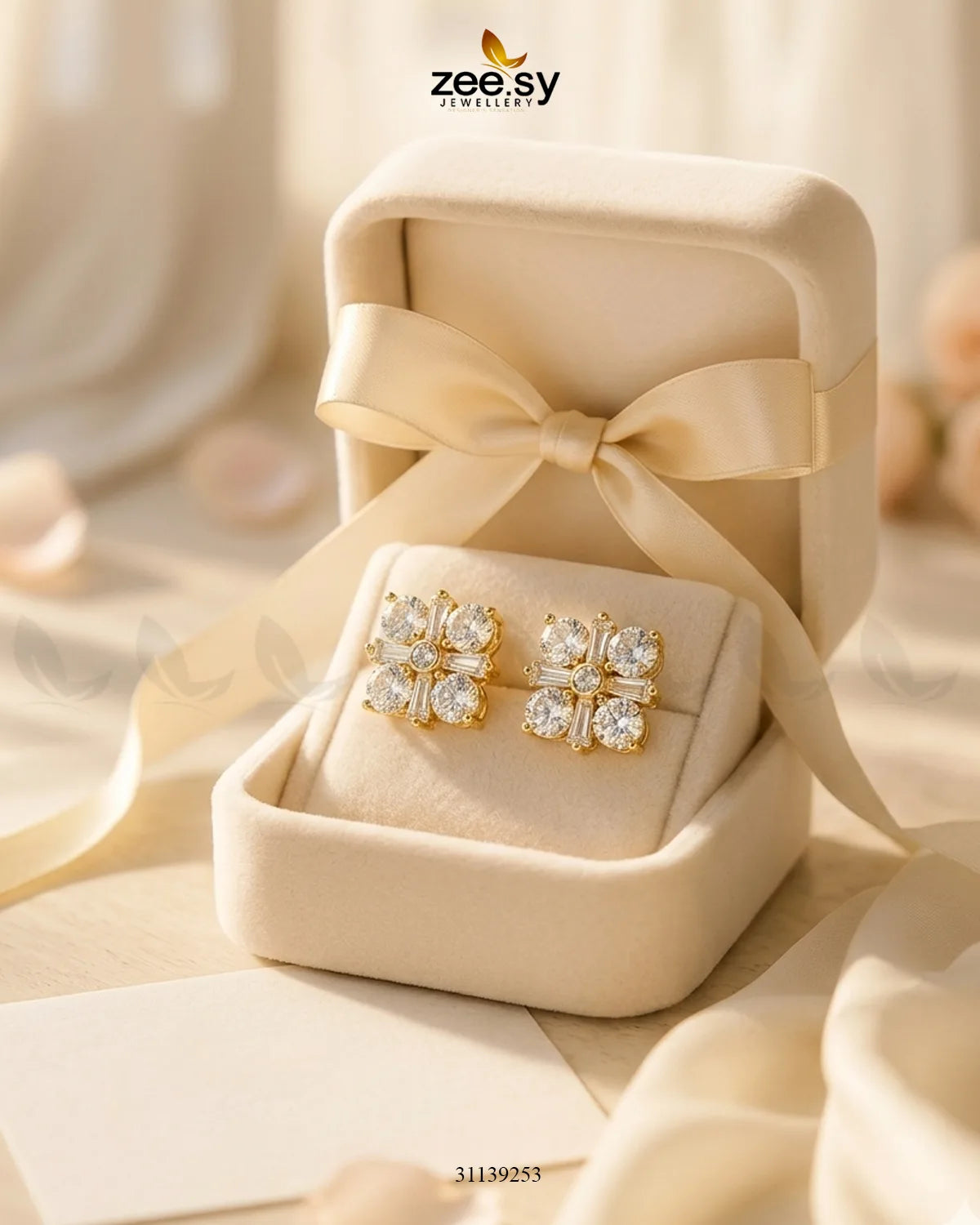Aurenza Zircon Floral Studs Earrings Earrings - Zeesy Jewellery Pakistan | Premium Artificial & Imitation Jewellery
