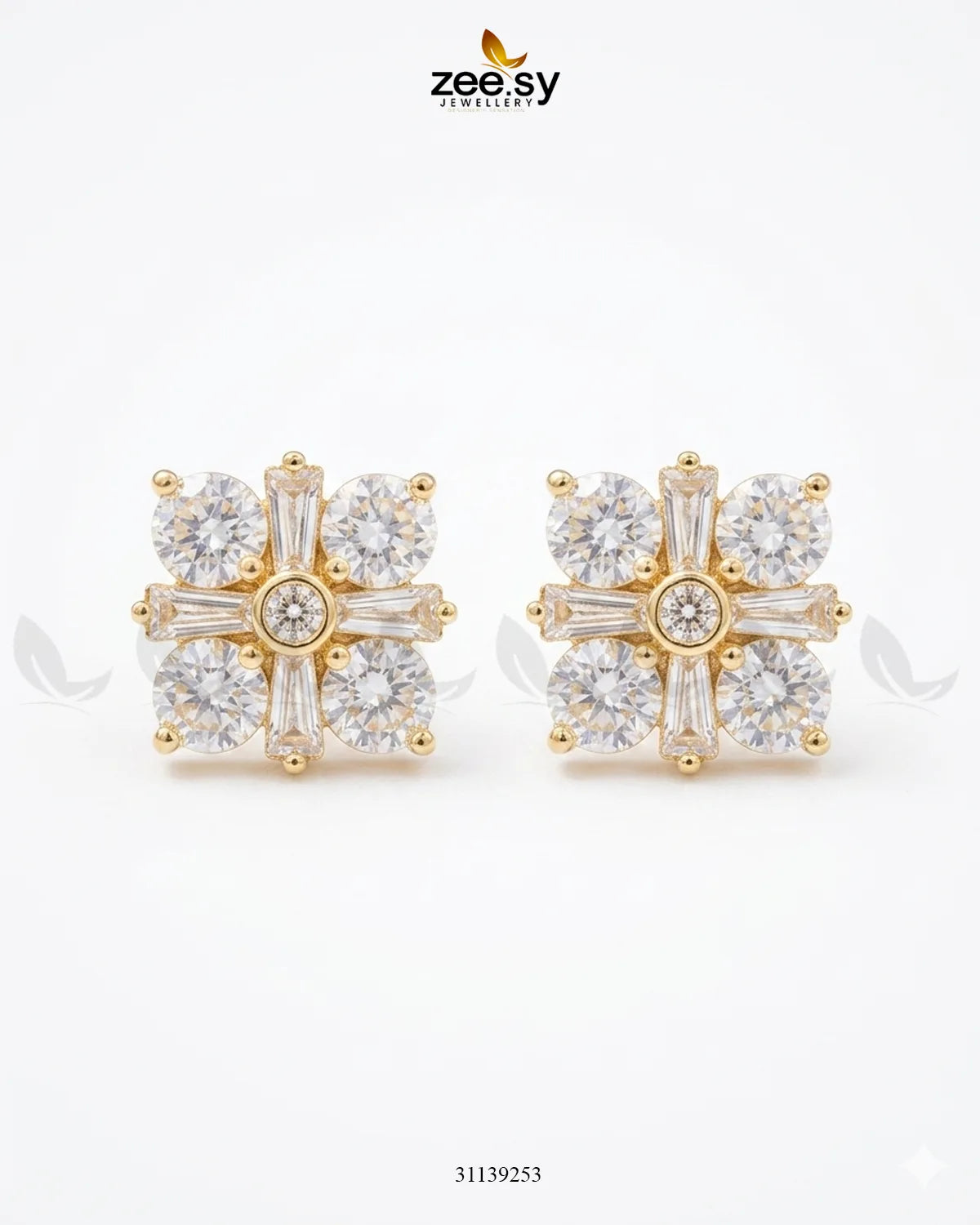 Aurenza Zircon Floral Studs Earrings Earrings - Zeesy Jewellery Pakistan | Premium Artificial & Imitation Jewellery