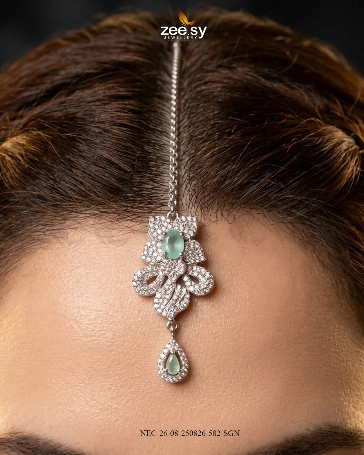 Azure Floral Sapphire Necklace Set Necklace Sets - Zeesy Jewellery Pakistan | Premium Artificial & Imitation Jewellery