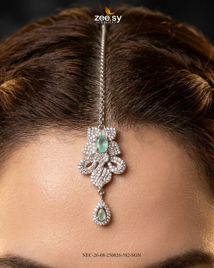 Azure Floral Sapphire Necklace Set Necklace Sets - Zeesy Jewellery Pakistan | Premium Artificial & Imitation Jewellery