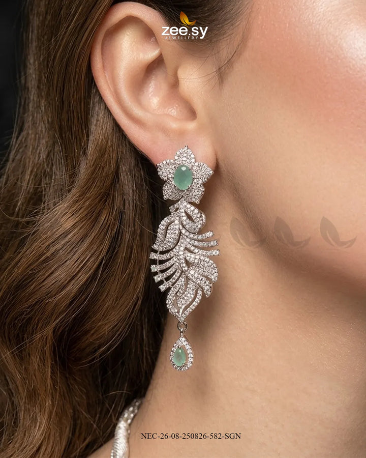 Azure Floral Sapphire Necklace Set Necklace Sets - Zeesy Jewellery Pakistan | Premium Artificial & Imitation Jewellery