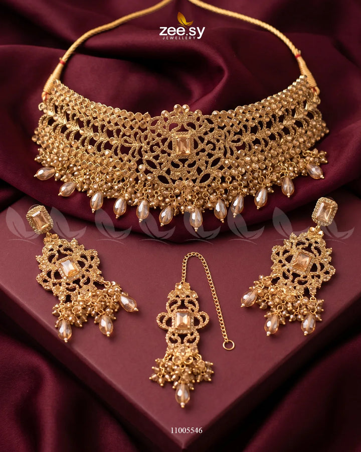 RJ05 bridal set in champagne color, BRIDAL-0232 design displayed on a clean background