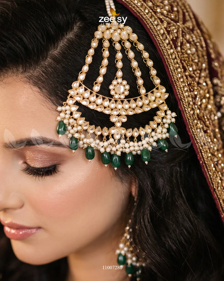 SK01 bridal set BRIDAL-0258 in green, featuring coordinated bridal jewelry pieces