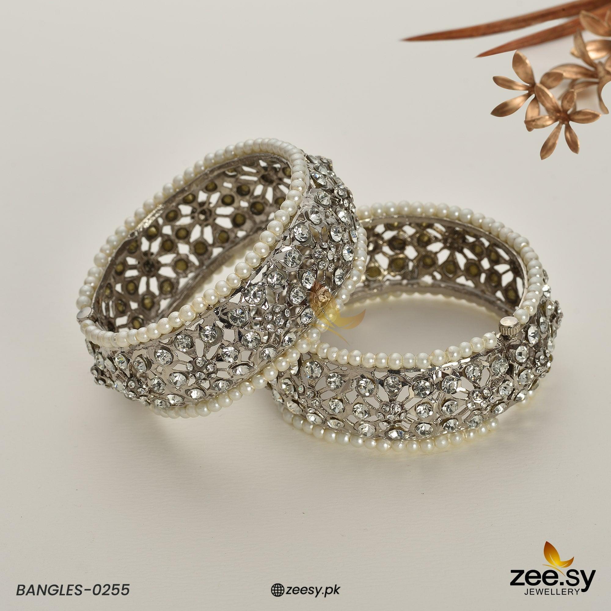 BANGLES-0255 Silver White - Zeesy Jewellery