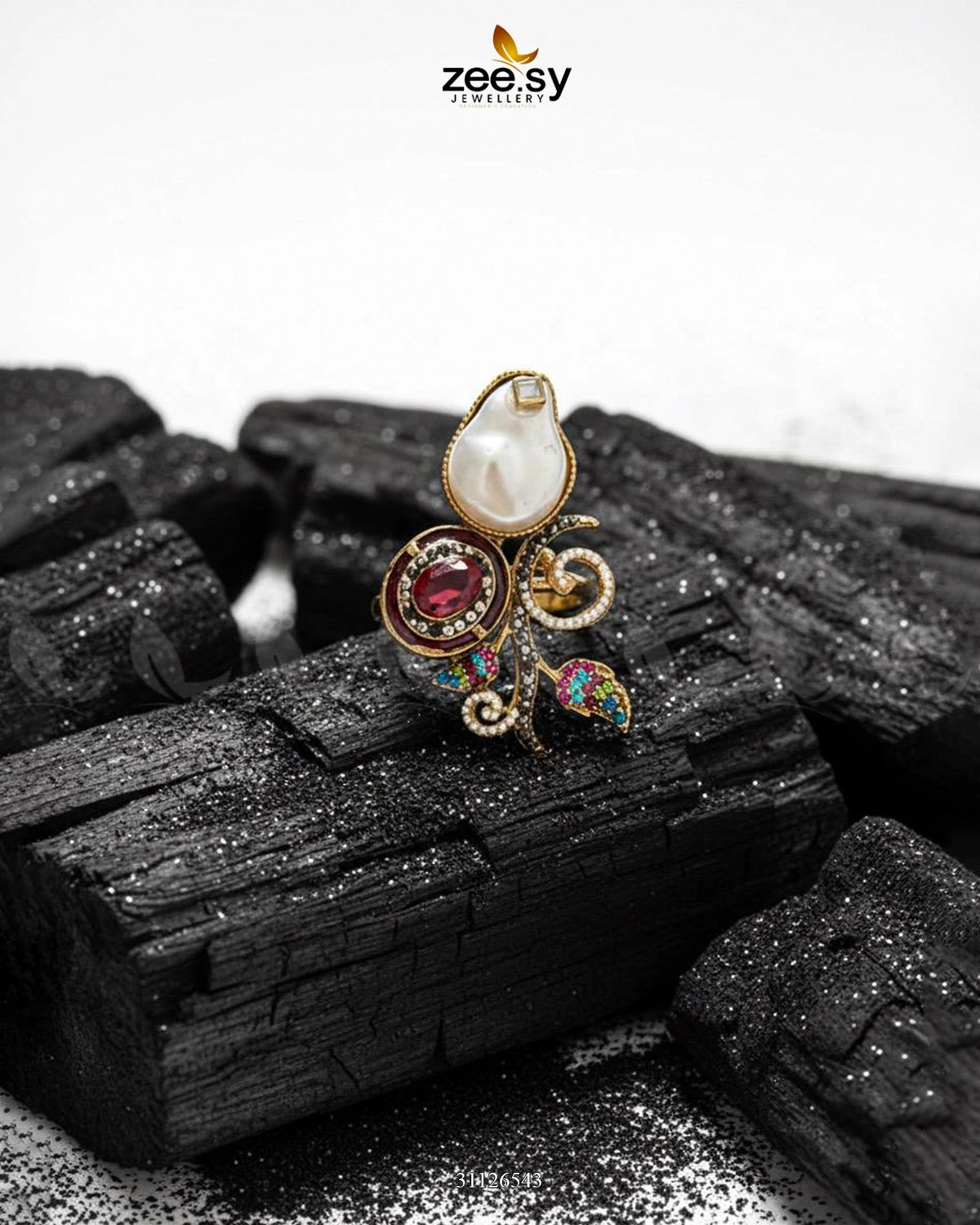 Baroque Crystal Rose Ring