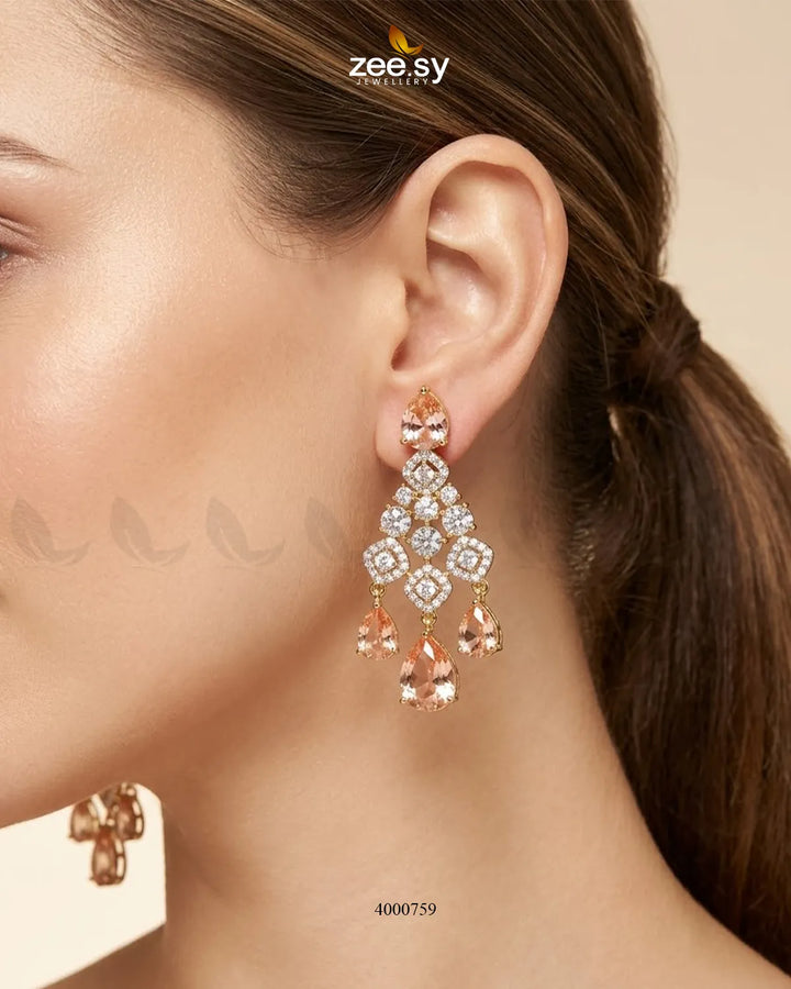 RHS09 Bella Drop AD necklace set with elegant drop pendant design in gold-tone finish