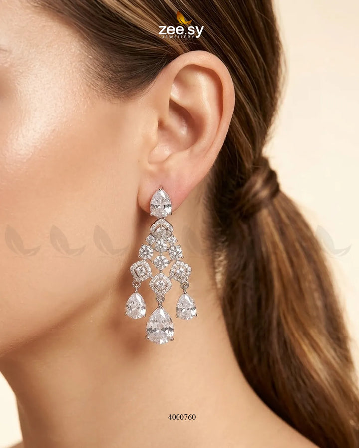 Elegant white Bella Drop AD necklace set by RHS09 featuring intricate drop pendant design, perfect for special occasions.