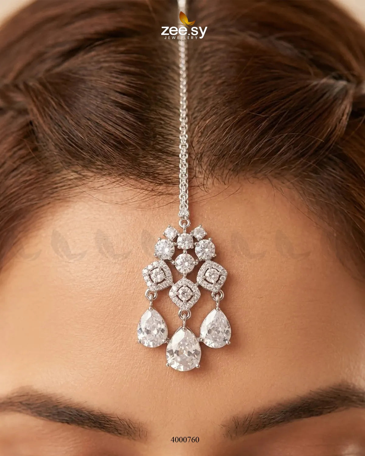 Elegant Bella Drop AD Necklace Set by RHS09 featuring a white drop pendant on a delicate chain.