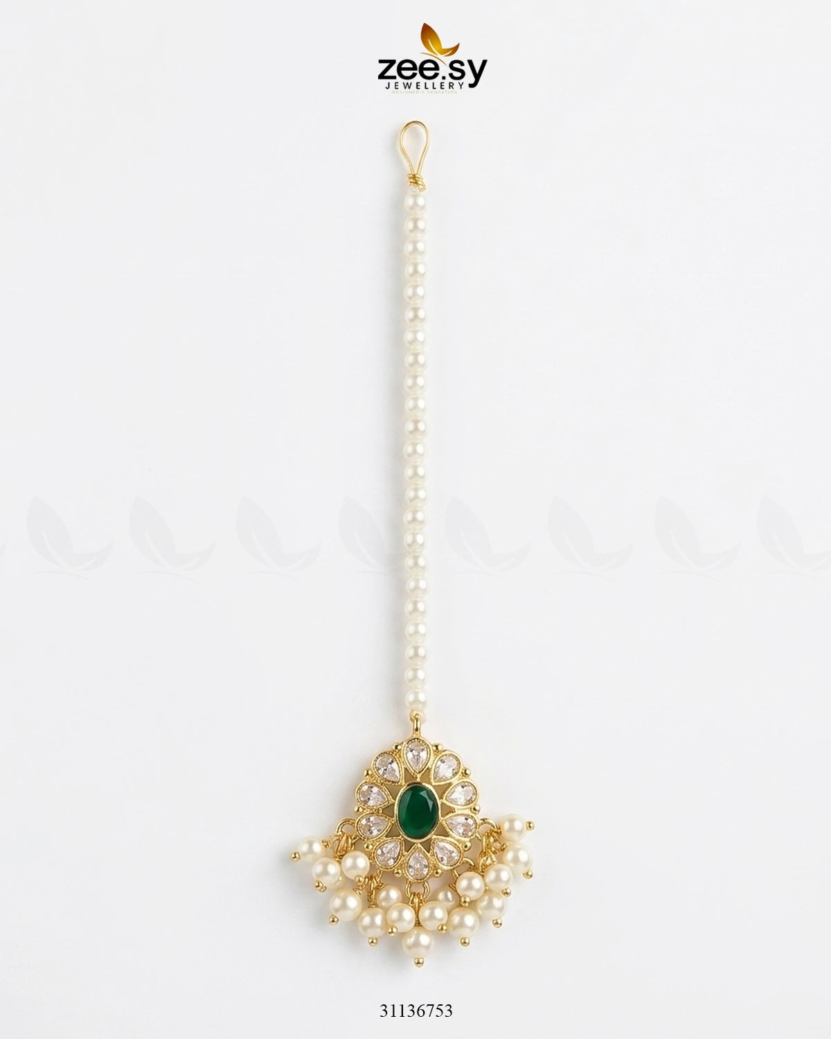 Bella Glow Faux Pearl Bindiya Golden Green BINDIYA - Zeesy Jewellery Pakistan | Premium Artificial & Imitation Jewellery