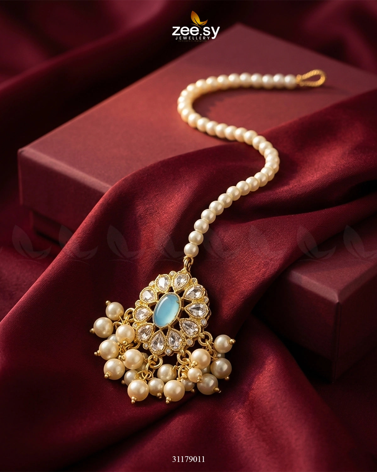 Bella Glow Faux Pearl Bindiya Golden Feroza BINDIYA - Zeesy Jewellery Pakistan | Premium Artificial & Imitation Jewellery