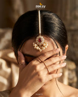 Bella Glow Faux Pearl Bindiya Golden Red BINDIYA - Zeesy Jewellery Pakistan | Premium Artificial & Imitation Jewellery