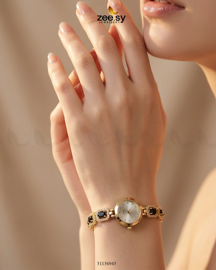 Bella Midnight Stardust Bracelet Watch Golden Black ACCESSORIES - Zeesy Jewellery Pakistan | Premium Artificial & Imitation Jewellery