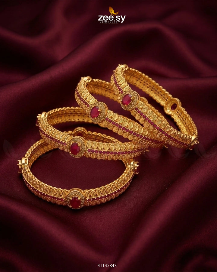 Bella Rose Leaf Bangles Bangles - Zeesy Jewellery Pakistan | Premium Artificial & Imitation Jewellery