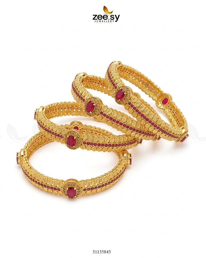 Bella Rose Leaf Bangles Bangles - Zeesy Jewellery Pakistan | Premium Artificial & Imitation Jewellery