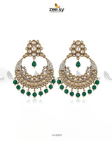 Bella Round Chandni Cluster Earrings Green White Earrings - Zeesy Jewellery Pakistan | Premium Artificial & Imitation Jewellery