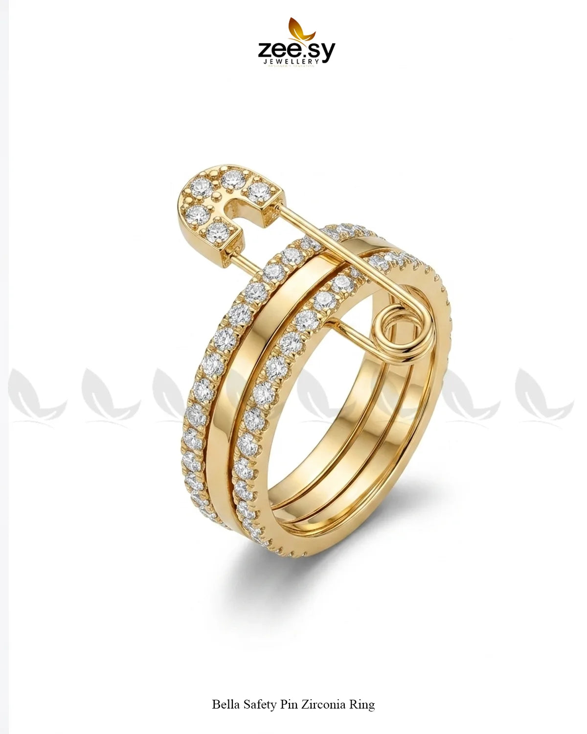 Bella Safety Pin Zirconia Ring